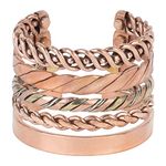 HindCraft Copper Adjustable Bangle Bracelets Set Of 5 Copper Bracelet For Men & Women Unisex Yoga Copper Jewelry Best Gift For Him & Her