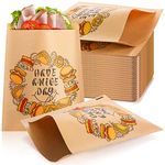 Nicunom 500 Pack Wax Paper Bags, Bakery Paper Sandwich Bags, 6" x 8" Brown Paper Treat Bags Grease Resistant Kraft Bags Small Flat Envelopes Favor Bags for Cookies Snacks Candy Donut Party Supply