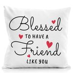 NATSUNO My Friend Pillow Case,Friends Throw Pillow Covers 18X18,Friendship Gifts for Woman,Thank You Gifts for Friends,Birthday Gifts for Friends,Blessed to Have A Friend Like You Pillow Cover(White)