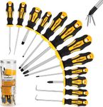 13-Pieces Screwdriver Set, Magnetic 4 Phillips and 4 Flat Head Tips and Precision Automotive Hook Set for Fastening and Loosening Seized