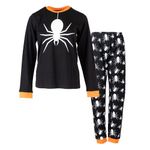 NOROZE Unisex kids Halloween Pyjamas Boys Snowman Pumpkin Spider Rudolph Pyjama Set Girls Loungewear Nightwear Cotton Pajamas Set 2 Piece Pjs sets Top Bottom (9-10 Years, Spider Black)