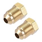 uxcell Brass Pipe Fitting, 3/8 SAE Flare Male 1/4 SAE Female Thread, Tubing Adapter Connector, for Air Conditioner Refrigeration, 2Pcs