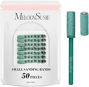 MelodySusie 50 Pcs Nail Drill Bits Small Sanding Bands with 3.1mm Mandrel Bit, 180 Fine Grit Nail File for Acrylic Nails Gel Manicures and Pedicure, Dark Green