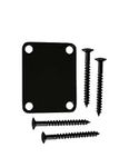 Metallor Guitar Neck Plate Standard 4 Holes with Screws 64 x 51mm Compatible with Strat Tele Style Electric Guitar Jazz Bass Parts Replacement Pack of 1Set Black.