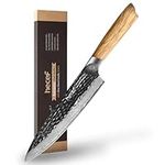 hecef Chef Knife, 8 inch Professional Damascuk Knife with High Carbon Damascus Steel 67 Layers, Ultra Sharp Japanese Knife with Ergonomic Olive Wood Handle