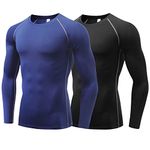 Sillictor Compression Tops for Men Quick Dry Football Training Running Top Mens Long Sleeve Hiking Golf Ski Base Layer Tops Men Sports Thermal Underlayer High Wicking Muscle Support 3323 Black Navy M