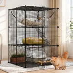 YITAHOME Large Indoor Cat Cage with Hammock, Spacious Cat Playpen for Small Pets, Ferrets, Chinchillas, Rabbits (Black)