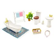 Hiawbon 1:12 Scale Dollhouse Ceramics Furniture Miniature Bathroom Furniture Set Dollhouse Accessories Furniture Model for Girls