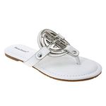 Pierre Dumas Women's Colored Flat Sandals 6.5 White 21024