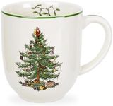 Spode Christmas Tree Cafe Mug - 14 Oz Ceramic Holiday Coffee Mugs for Tea, Hot Chocolate, Lattes - Festive Design with Santa and Christmas Tree Motif - Microwave & Dishwasher Safe