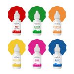 VEDANUM DIY Premium Liquid Colors for Soap Making, Non Toxic and Skin Friendly Pigments, Pack of 6 (15 ml Each) Red, Green, Orange, Yellow, Pink, Blue