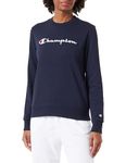 Champion Women's Legacy Icons W-Spring Terry Crewneck Sweatshirt, Navy Blue, L