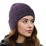 OUTDOOR SHAPING Fleece Lined Knit Cuffed Beanie Winter Hats for Women Men Soft Ski Skull Cap, Navy/Burgundy, One size