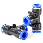 TAILONZ PNEUMATIC 12mm OD Tee Plastic Push to Connect Fittings 3 Ways Tube Connect Push Fit Push Lock PE-12 (Pack of 10)