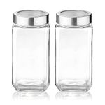 ZEYFLEEB glass jars for kitchen storage 1kg set, cube jar 1000 ml, airtight, transparent, Pack of 2