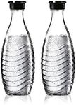 SodaStream Bottle Glass Carafe 2 Pack, 2 x 600ml Crystal Bottles fit Crystal Retro Drinks Sparkling Fizzy Water Maker, BPA Free Reusable Glass Water Bottles, Dishwasher Safe for SodaStream Flavours