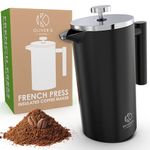 Oliver's Kitchen ® 1 Litre French Press Coffee Maker - Exclusively For Coffee Lovers - Pure Authentic Coffee At Home - Stylish with Double Wall Thermal Insulation (Black, 1 Litre)