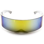 zeroUV 80s Futuristic Cyclops Cyberpunk Visor Sunglasses with Semi Translucent Mirrored Lens (C06 | Sun), C06 | Sun, One Size