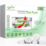 Fancyou Compressed Towel tablets 100,Disposable Face Compressed Towels,Thicken Cotton Facial Tissues,Daily Clean Cloth,Biodegradable Towel,With Travel Wipes Case For Home/Camping/Outdoor(Naked)