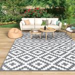 MOKANI Outdoor Rug for Patios Waterproof, Anti-slip Plastic Straw Garden Mat Carpet UV Resistant Indoor Area Rugs for Camping, Deck, Beach, Picnic, Backyard (120x180cm)