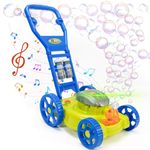 Bubble Lawn Mower for Toddlers with Lights & Music | Automatic Bubble Machine for Kids | Perfect Outdoor Bubble Maker Blower Toy for Ages 3-6 Years Old Boys (Blue)