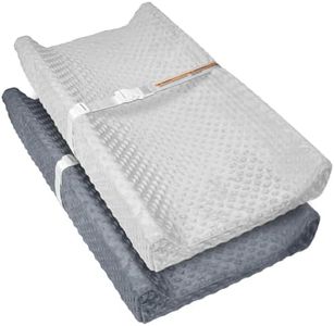 JVEOO 2 Pack Baby Changing Pad Covers, Super Soft Plush Dot Diaper Changing Table Covers Fit 32x16 Inch Changing Table Pad