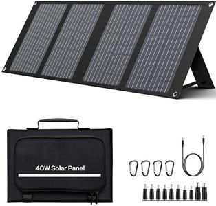 EnginStar 40W Solar Panel, Foldable Solar Panel for Portable Power Station, QC3.0 USB Port for Phone, Laptop, 12-15V DC Output(10 Connectors) for Outdoor Camping RV Off Grid