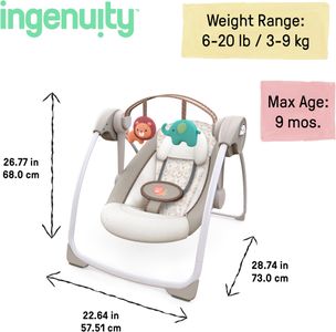 Ingenuity Compact Baby Swing – Portable Infant Soothing Seat
