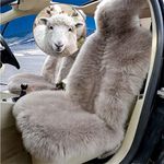 Altlue Real Genuine Sheepskin Car Seat Covers For Cars SUV Trucks Van Motorhome Front Seats Fluffy Car Seat Covers Authentic Sheepskin Seat Covers For Car Front Seat - Universal (1 Piece)