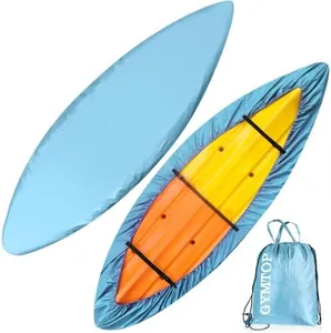 7.8-18ft Waterproof Kayak Canoe Cover-Storage Dust Cover UV Protection Sunblock Shield for Fishing Boat/Kayak/Canoe 7 Sizes [Choose Color] (Light Blue(Upgraded), Suitable for 10.8-12ft Kayak)