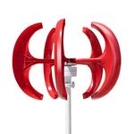 Awjaisca 1000w 12v/24v Wind Generator Kit,5-Blade Lantern Wind Generator,Vertical Wind Turbines,Electromagnetic Electricity Producer Equipment Red