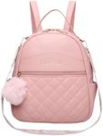 I IHAYNER Girls Fashion Backpack Purse Small Cute Mini Backpack for Girls Teen Vegan Leather Women Pom Backpack Shoulder Bag Pure Pink-1