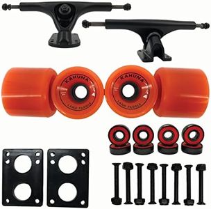 Kahuna Creations Longboard Skateboard 180mm Trucks 69mm Wheels ABEC7 Bearings Hardware Bundle (Full Board Set) … (Orange Wheels)