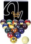 VSSAL Premium Pro Resin Billiard Balls Set Pool Table Balls Marble-Swirl Style 2-1/4" Regulation Size Complete 16 Ball Set (Super Durable AAA-Grade)