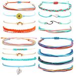 Cute Bracelets for Teen Girls Sunflower String Bracelet Summer Ocean Anklets Surfer Beach Bracelet Adjustable Waterproof Handmade Bracelets Anklets for Women Men Gifts for Teen Girls