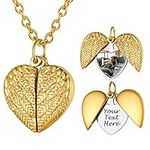 PROSTEEL Gold Heart Locket Picture Necklace Personalized Name Necklace Mom Girlfriend Gift Women's Lockets
