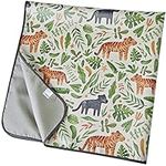 Little Malio Splash Mat for Under Highchair - Large 51” Non Slip Waterproof Washable Splat Mat - for Baby Toddler High Chair Weaning, Messy Arts Crafts & Play Sessions - Easy Clean (Jungle)