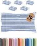 King Pillow Cases Set of 10 - Ultra Soft Hotel Quality Pillowcase Covers - Comfy & Wrinkle Free - Shrink & Fade Resistant - Easy-Care, Machine Washable Pillow Protectors - 10 Piece Set - Blue Stripes