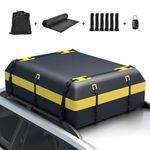 COSTWAY 15/21 Cubic Feet Car Roof Bag, 100% Waterproof Roofing Cargo Carrier with Anti-Slip Mat, Combination Lock & Straps, Rooftop Luggage Storage Box (21 Cubic Ft/600L, Black+Yellow)