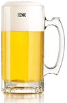 BINZO Beer Mugs Set | Set of 6, 500 ml | Glass Mug with Handle, Large Heavy Mugs for Freezer, Multipurpose Mugs, Dishwasher & Microwave Safe