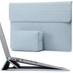 HYZUO 13.3-14 Inch Laptop Sleeve with Stand Feature for MacBook Pro 14 M3/M2/M1 Pro/Max A2992 A2918 A2779 2024-2021, MacBook Air 13 2017-2012, 13.5-13.8 Surface Laptop 7-1, with Pouch, Pale Blue