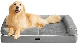 Feandrea Orthopedic Dog Bed, Dog Sofa with Sides, Removable Washable Cover, 106 x 80 x 20 cm, Non-Slip Bottom, Light Grey PGW077G02