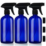 Belle Vous 3 Pack Empty Refillable Blue Glass Spray/Mist Bottles - 500ml/17.6oz Durable Trigger Sprayer Bottle Container Set - 2 Stream Settings for Cleaning Products, Aromatherapy & Essential Oils