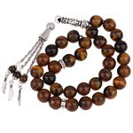 Milisten Buddhist Prayer 33 Tasbih Bracelets Beads Tiger Eye Gemstone Bracelet Necklace Agate Beads String Hand Chain Allah Muhammad Meditation Jewelry 10mm