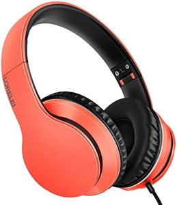 LORELEI X6 Over-Ear Headphones with Microphone, Lightweight Foldable & Portable Stereo Bass Headphones with 1.45M No-Tangle,Wired Headphones for Smartphone Tablet MP3 / 4 (Vitality Orange)