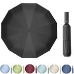 Maibar Umbrella Windproof Strong, 24 Ribs Waterproof Umbrella, Folding Travel Umbrellas, Wind proof Parasols for Men and Women (Black)