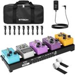 STRICH Guitar Pedal Board with Built-in Power Supply, Small Pedal Board 15 x 5.1" 1.3LB Lightweight Aluminum Alloy, PedalBoard with Pedal Cables, Bag, Hook Loop Strips PB-M15