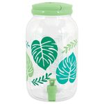 amscan Clear Jungle Leaves Plastic Drink Dispenser - 1gal, multi, one size