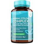 Herbal Colon Cleanse Complex - 120 Vegan Tablets - Enriched with Aloe Vera, Psyllium Husk Extract & Calcium - Natural Colon Cleanser with Friendly Bacteria, Ginger Root, ACV & Cayenne - Nutravita