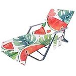 Highdi Sun Lounger Towels with Pockets, Fruit Pattern Beach Sunbed Towels, Beach Chair Cover Towel, Chaise Lounge Towel Cover, Lounger Mate Beach Towel for Garden Pool (watermelon 3,75x210cm)